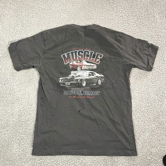 Muscle Car T Shirt Men's Short Sleeve Distressed Graphic Logo Faded Black Medium - Picture 1 of 6